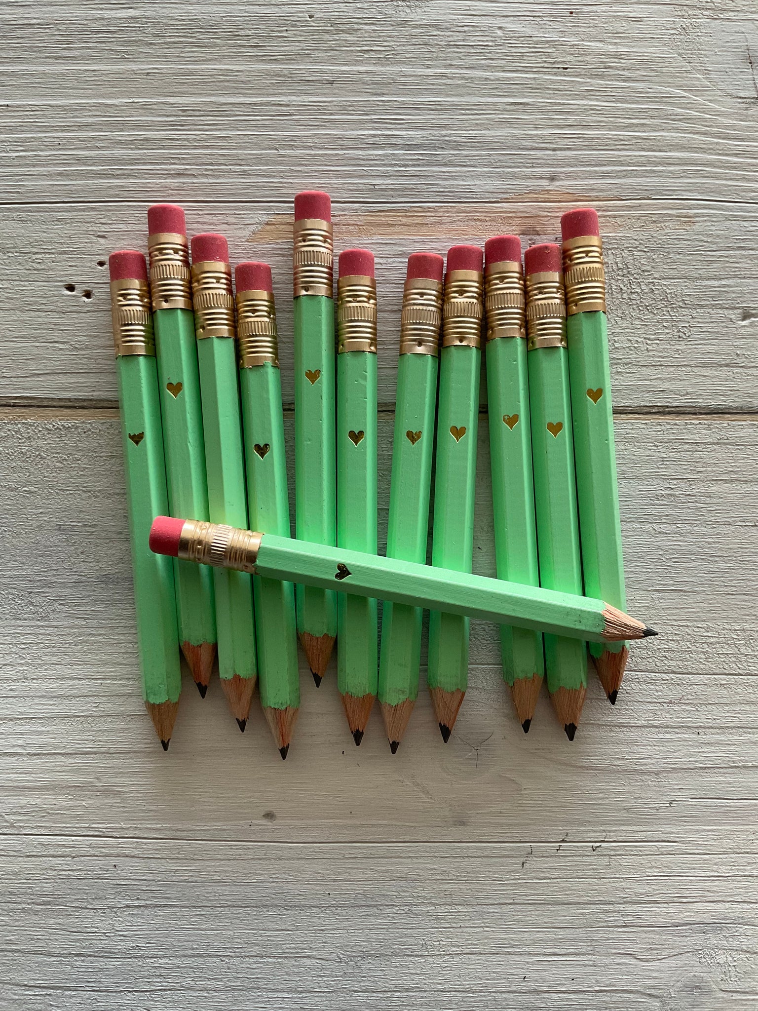 MINI MATITE con cuore oro - acquamarina – albero delle matite