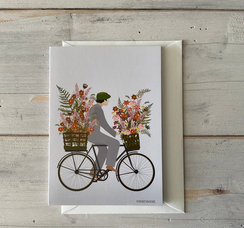 BIGLIETTO D’AUGURI BICYCLE WHITH FLOWER