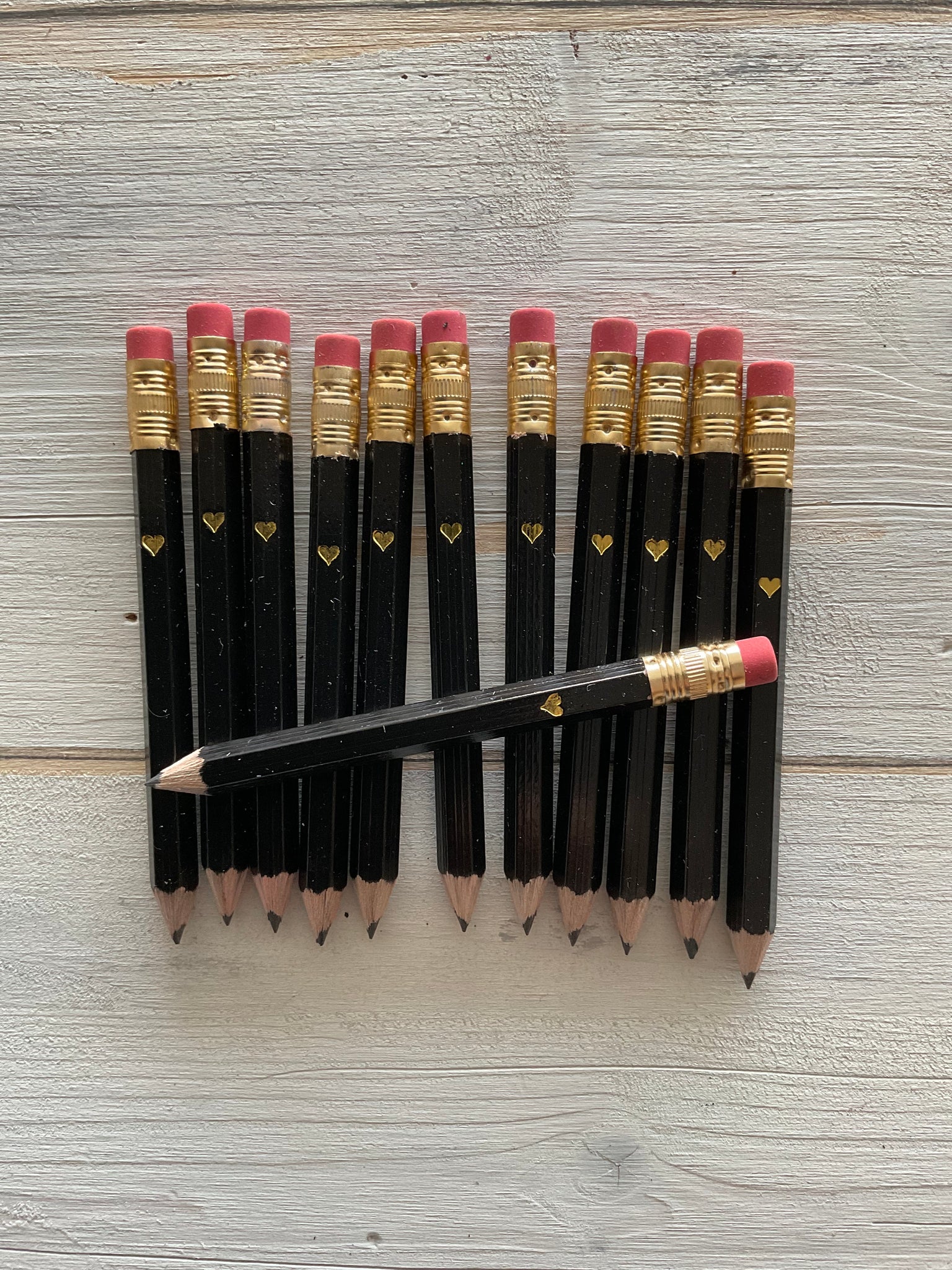 MINI MATITE con cuore oro - Nere