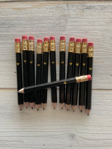 MINI MATITE con cuore oro - Nere